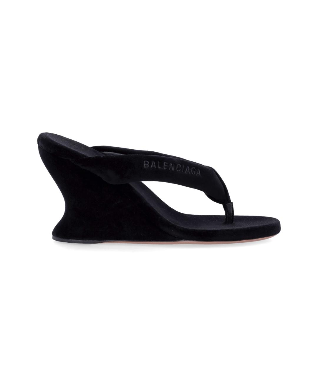 BALENCIAGA Черные текстильные мюли, фото 1