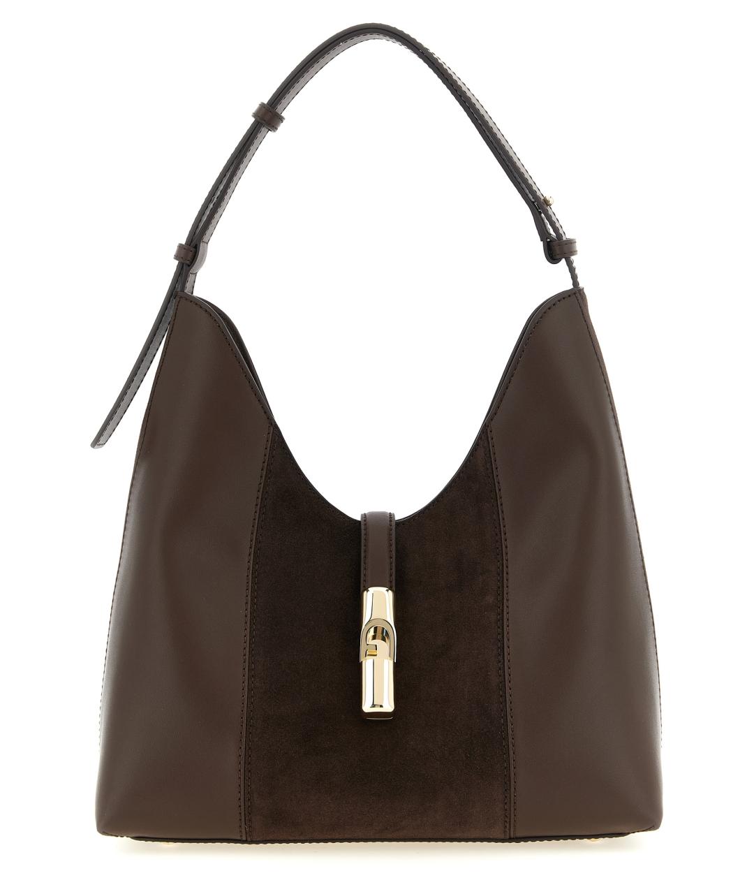 FURLA Коричневая кожаная сумка с короткими ручками, фото 1