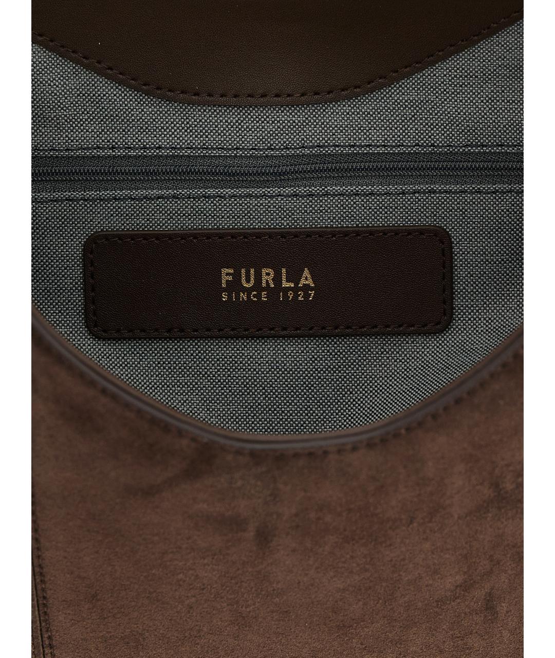FURLA Коричневая кожаная сумка с короткими ручками, фото 4