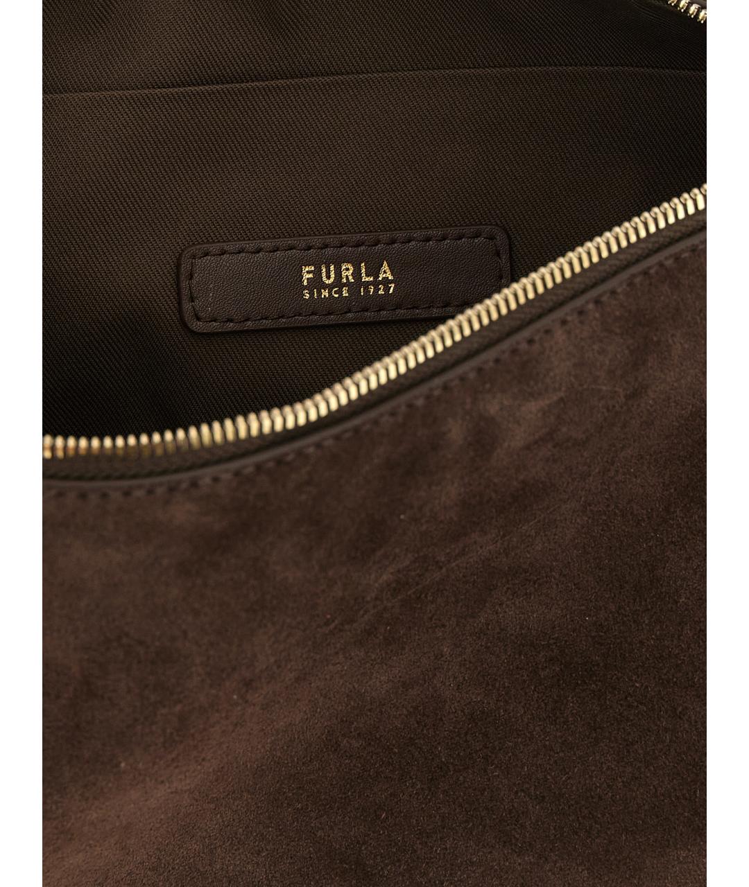 FURLA Коричневая замшевая сумка с короткими ручками, фото 4