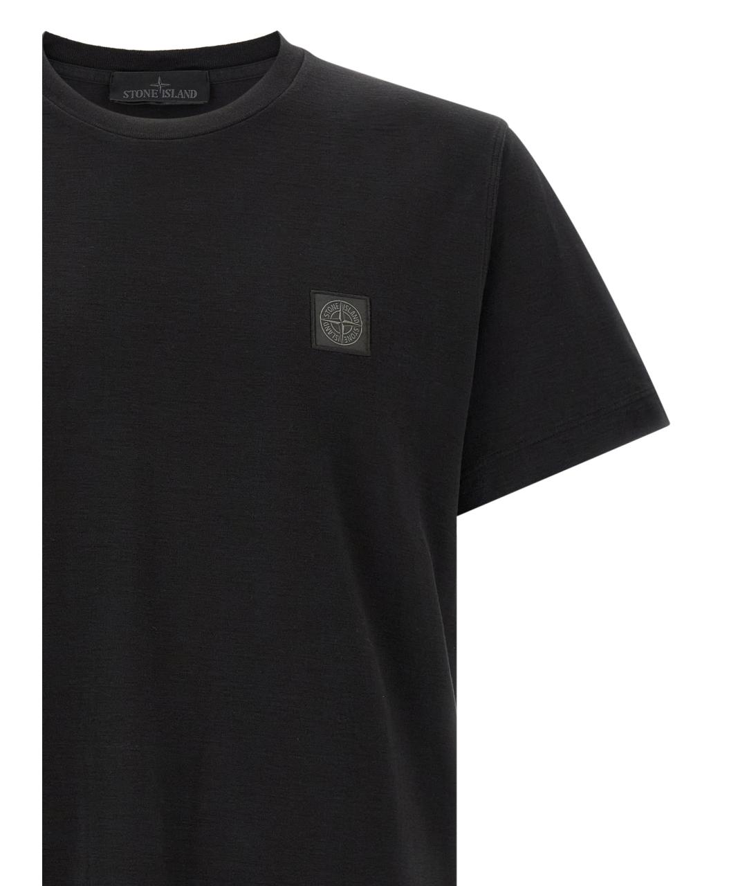 STONE ISLAND Черная хлопковая футболка, фото 3