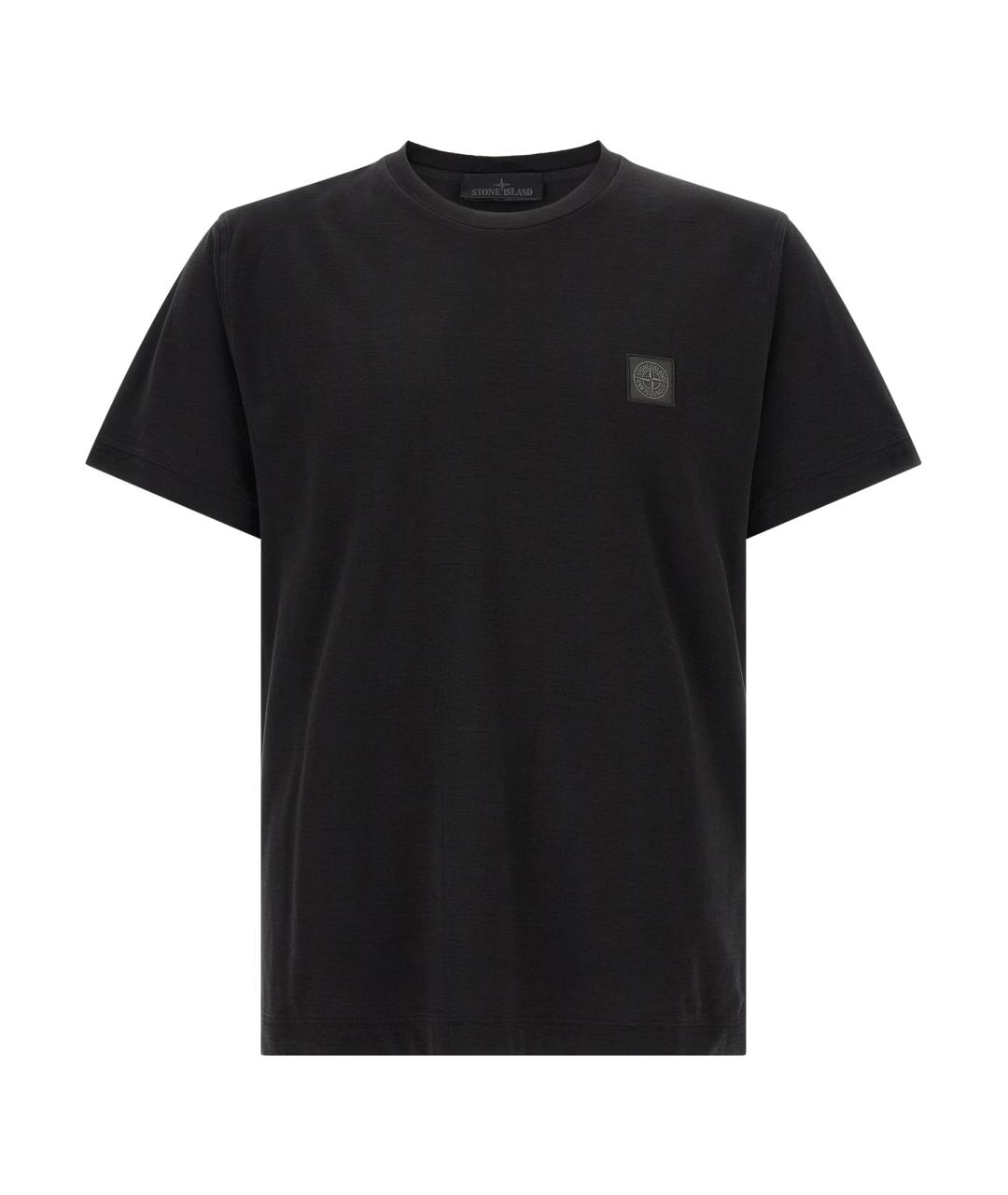 STONE ISLAND Черная хлопковая футболка, фото 1