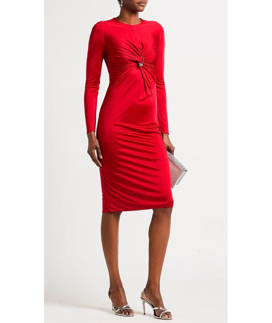 VERSACE Красное вискозное коктейльное платье, фото 4
