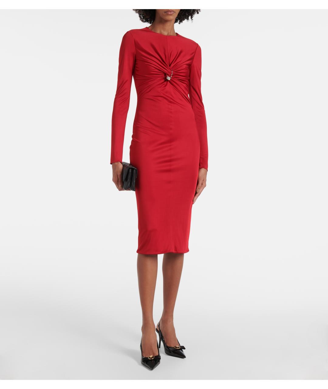 VERSACE Красное вискозное коктейльное платье, фото 6