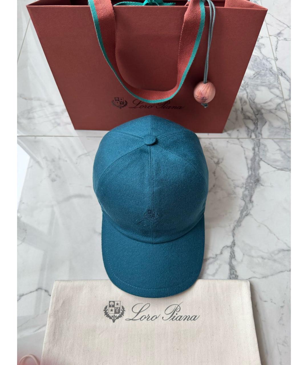 LORO PIANA Бирюзовая кашемировая кепка/бейсболка, фото 3