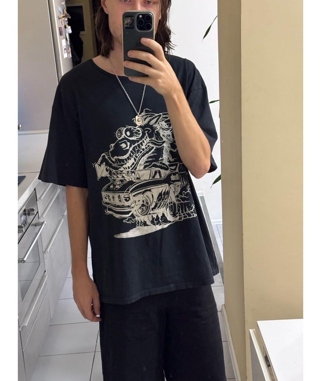 RHUDE Черная хлопковая футболка, фото 3