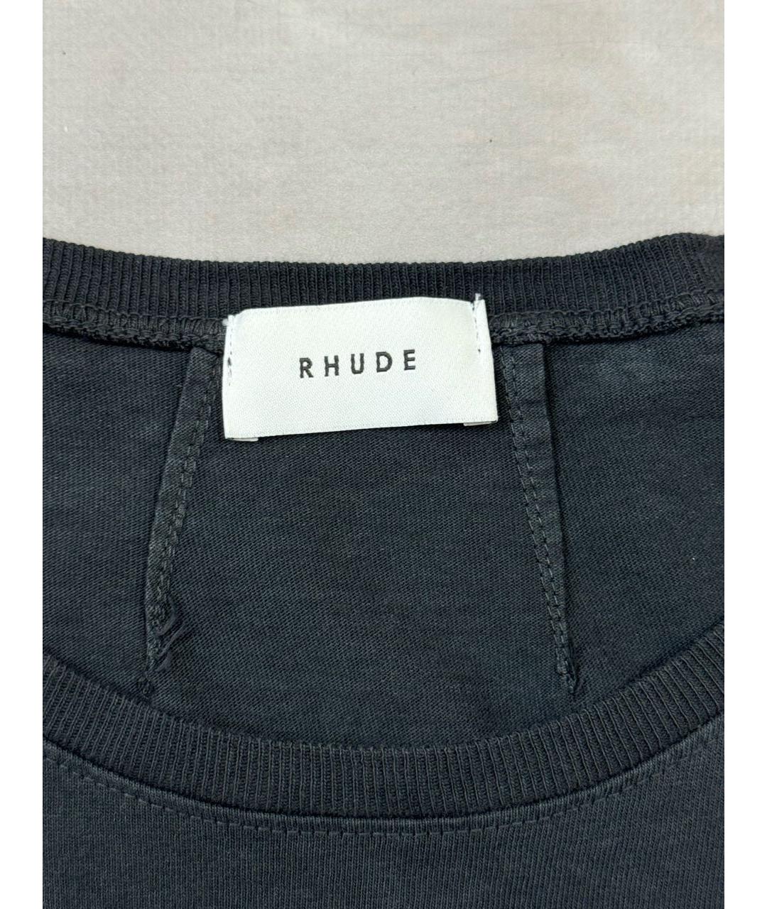 RHUDE Черная хлопковая футболка, фото 6
