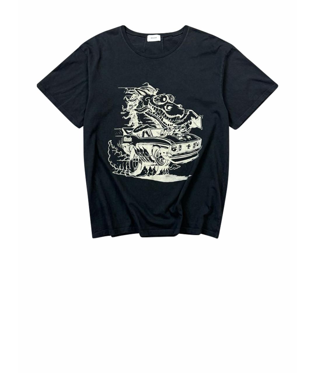 RHUDE Черная хлопковая футболка, фото 1
