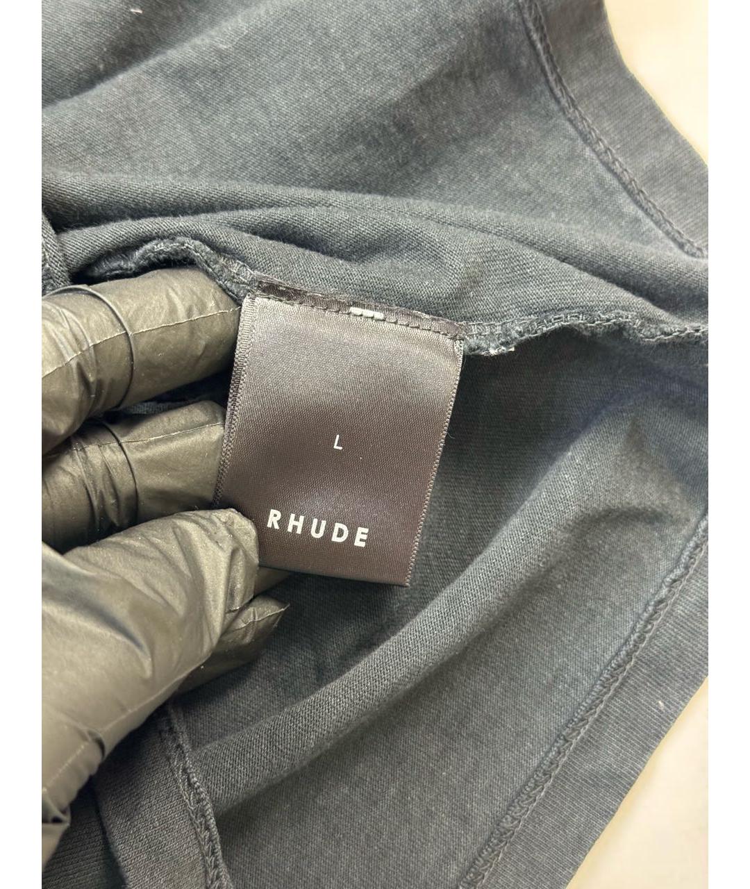 RHUDE Черная хлопковая футболка, фото 7