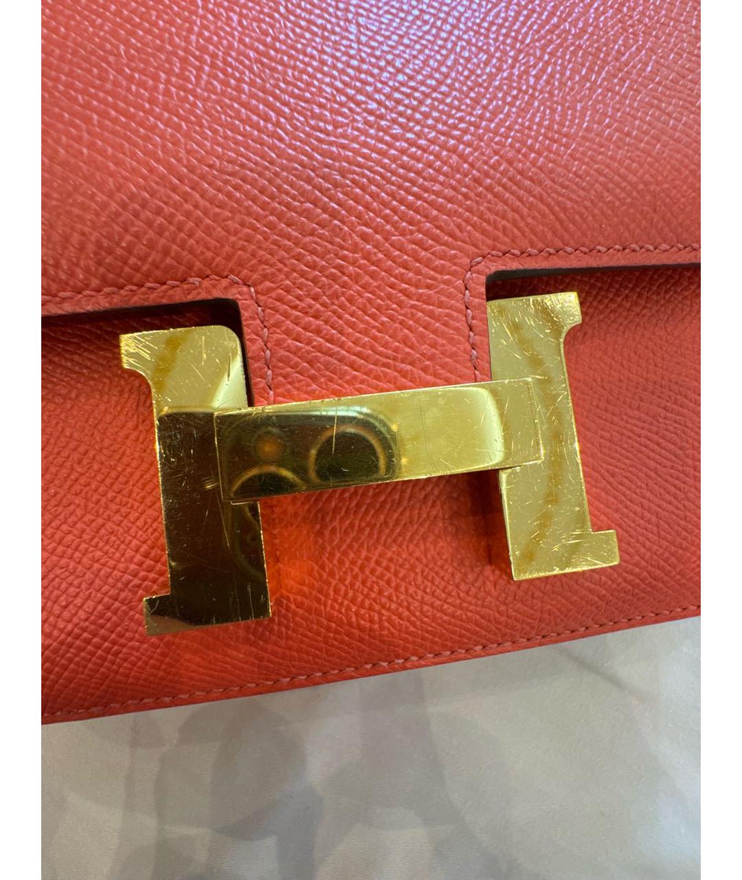 HERMES Коралловая кожаная сумка через плечо, фото 4