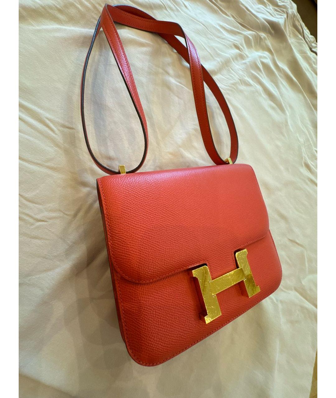 HERMES Коралловая кожаная сумка через плечо, фото 2
