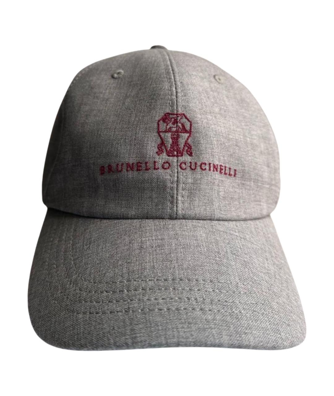 BRUNELLO CUCINELLI Серая шерстяная кепка/бейсболка, фото 1