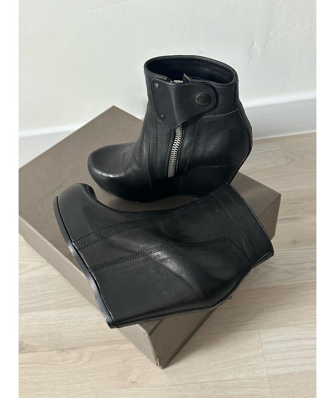 RICK OWENS Черные кожаные ботинки, фото 5