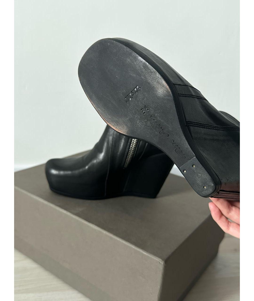 RICK OWENS Черные кожаные ботинки, фото 7