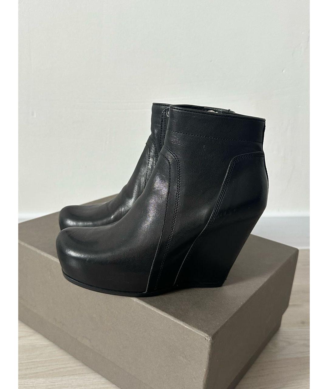RICK OWENS Черные кожаные ботинки, фото 8