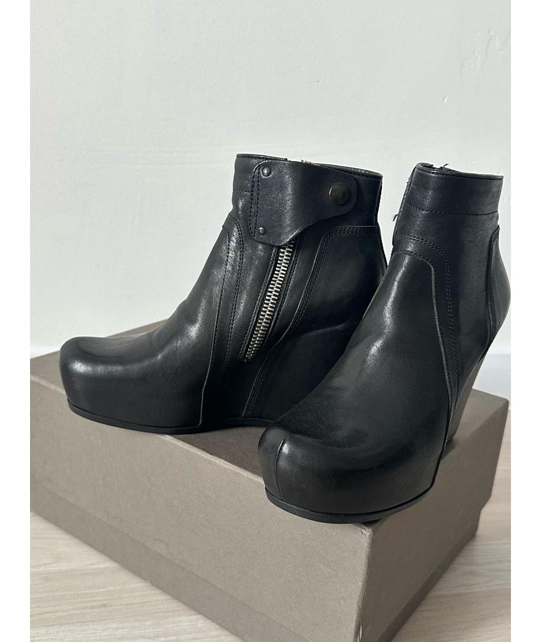 RICK OWENS Черные кожаные ботинки, фото 2