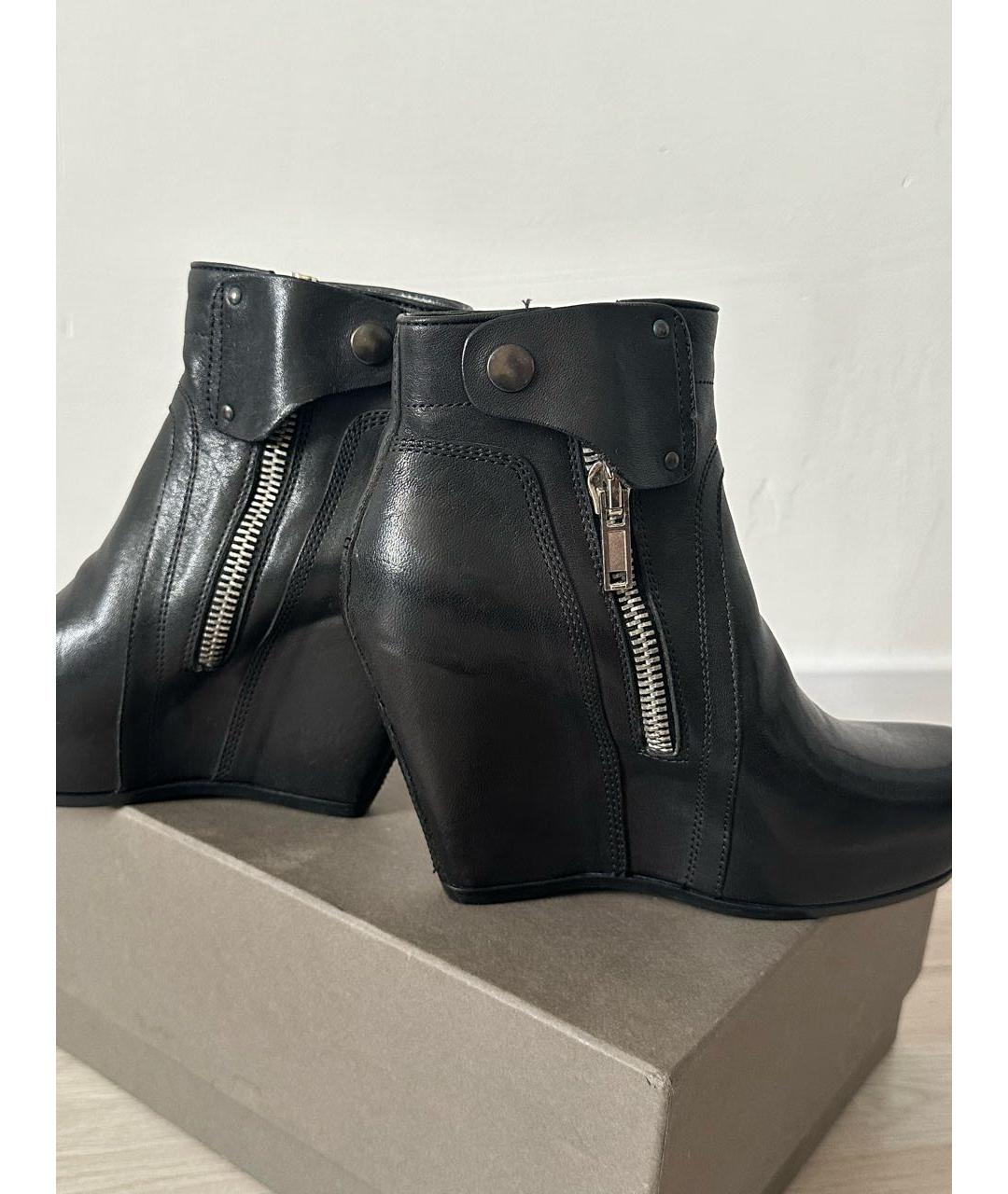 RICK OWENS Черные кожаные ботинки, фото 3