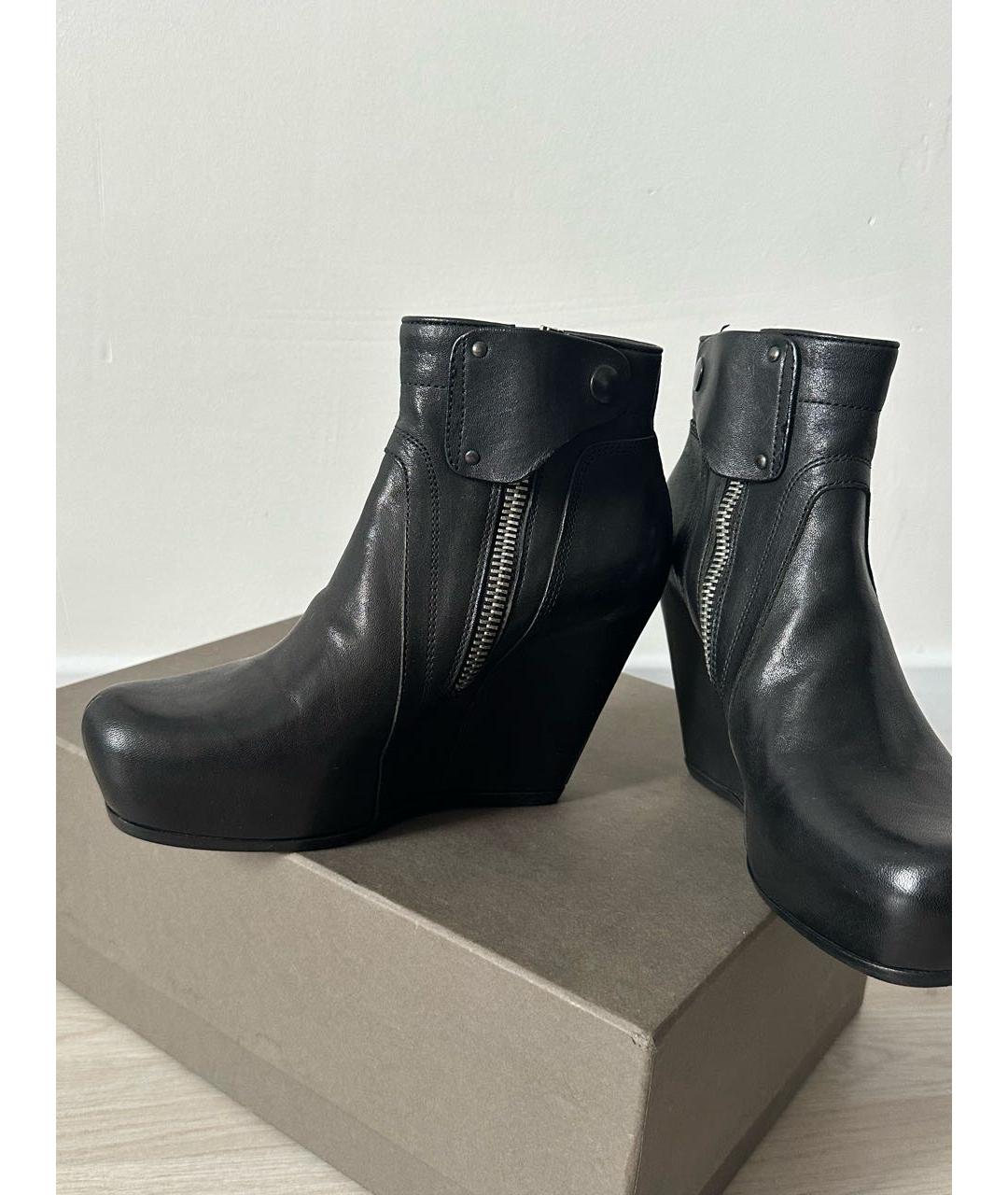 RICK OWENS Черные кожаные ботинки, фото 4