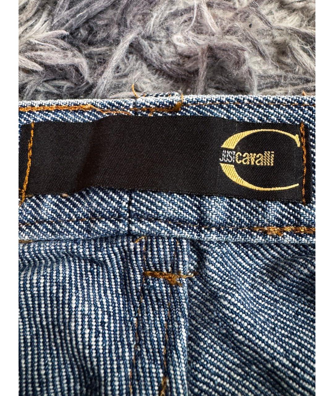 JUST CAVALLI Синие хлопковые прямые джинсы, фото 7