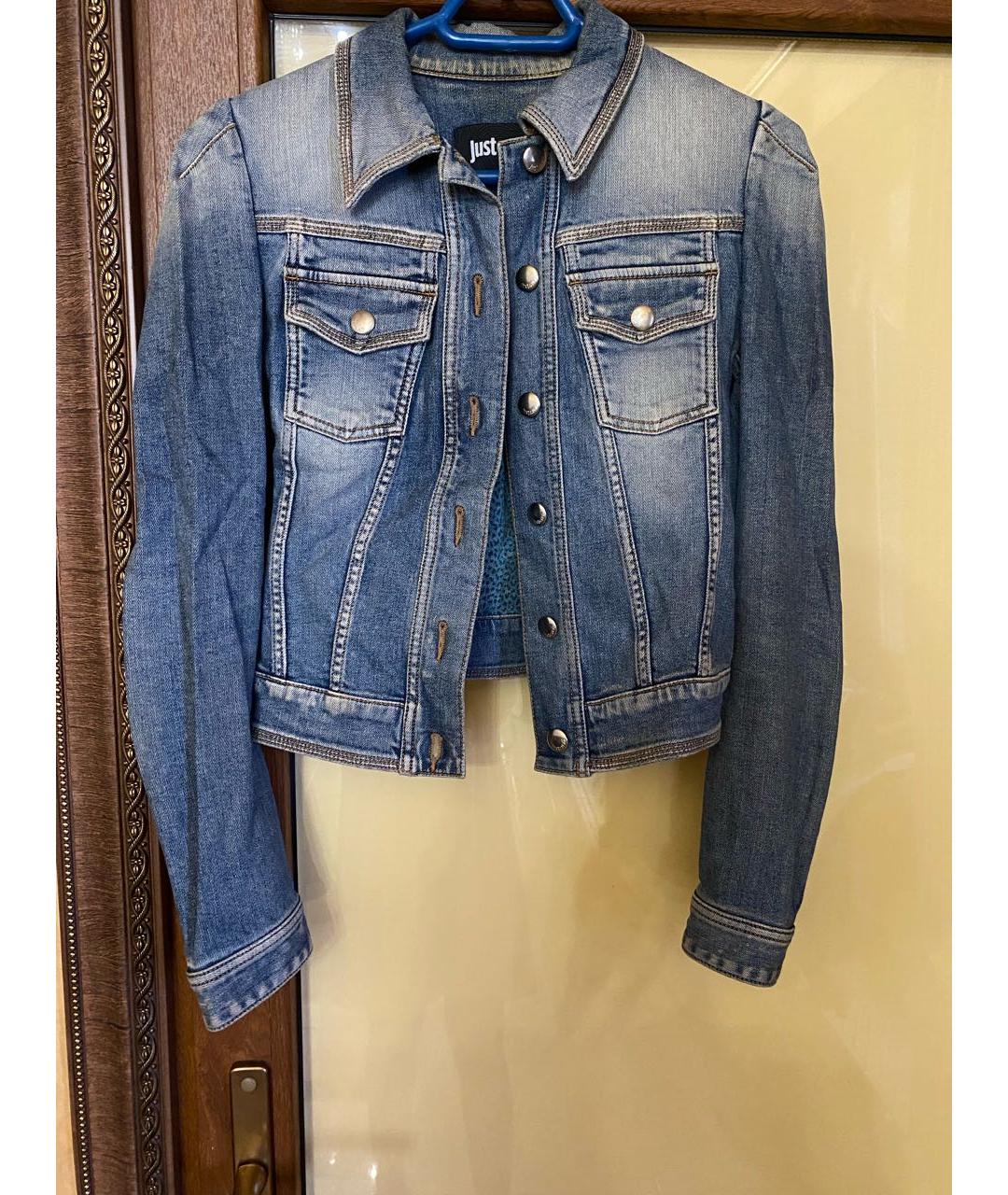 JUST CAVALLI Голубой деним костюм с брюками, фото 5
