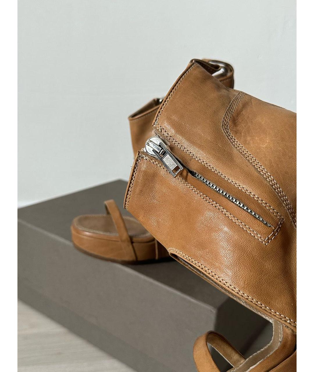 RICK OWENS Коричневые кожаные босоножки, фото 2