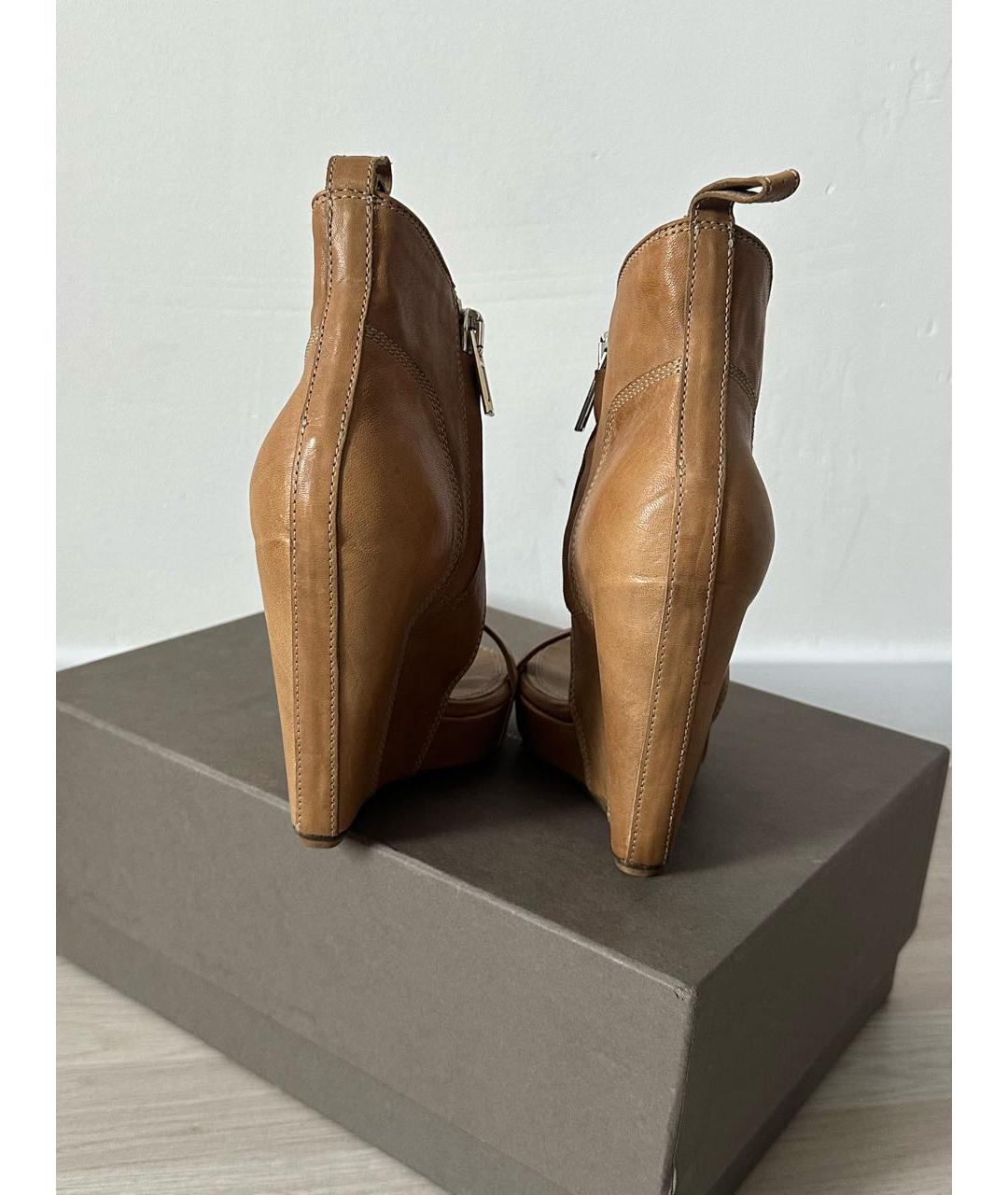 RICK OWENS Коричневые кожаные босоножки, фото 4