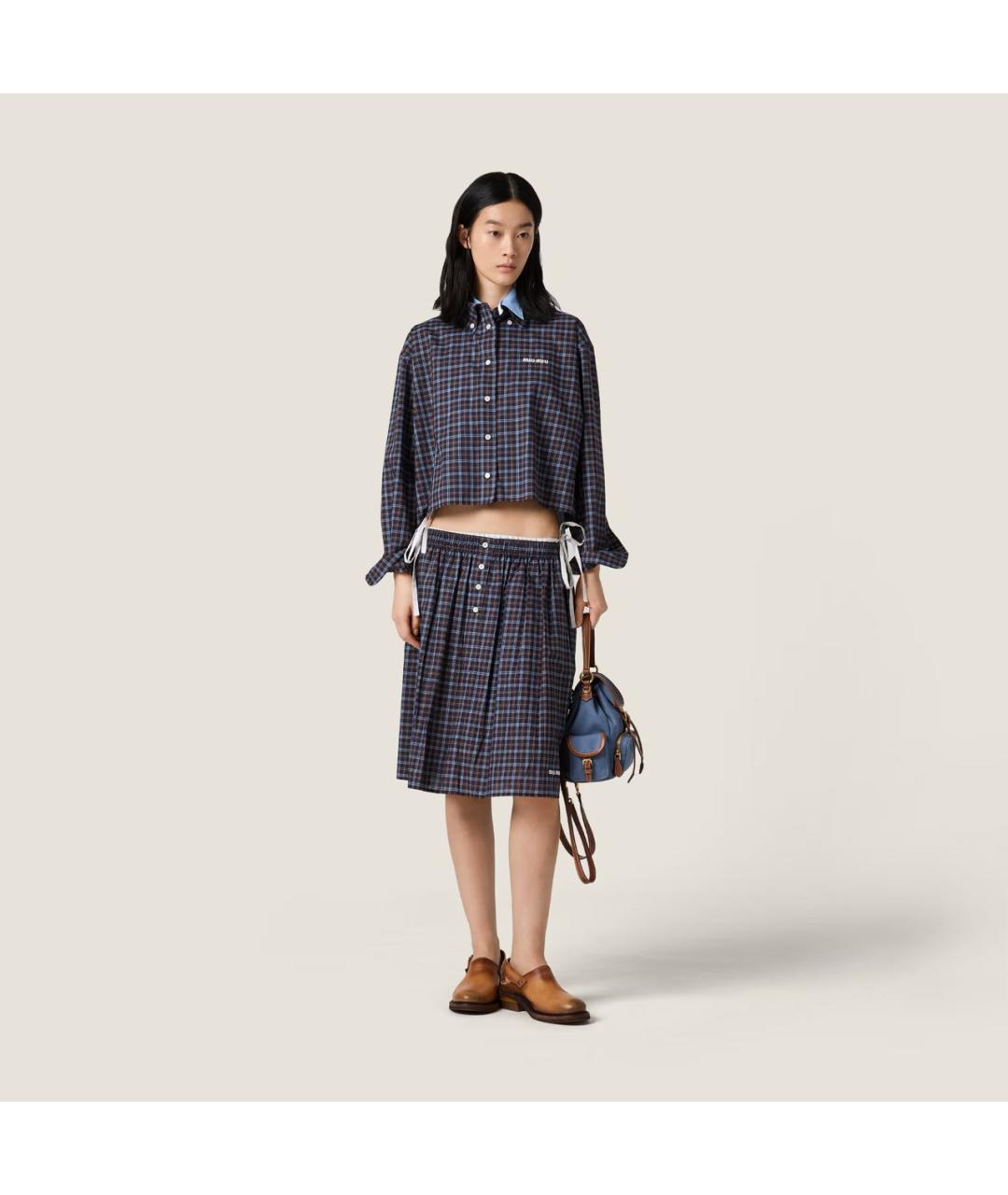 MIU MIU Синяя юбка миди, фото 2