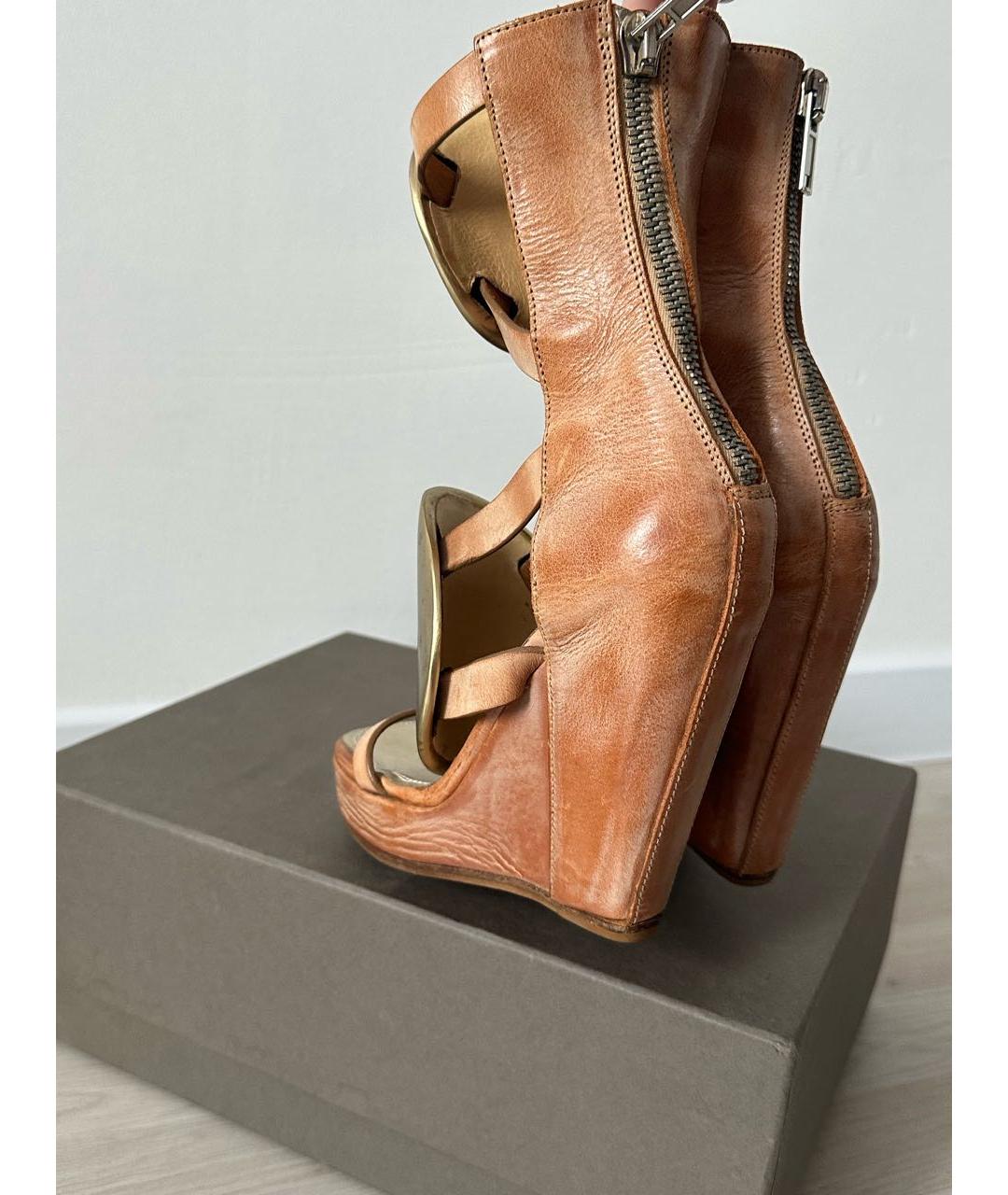 RICK OWENS Оранжевые кожаные босоножки, фото 4