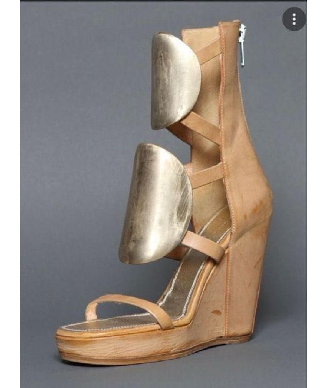 RICK OWENS Оранжевые кожаные босоножки, фото 7