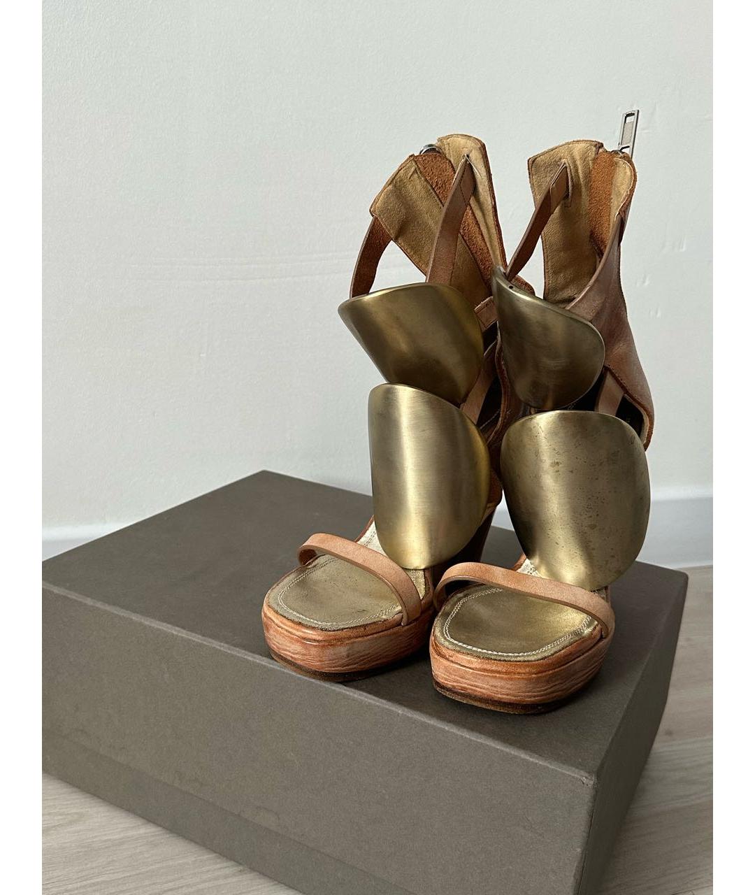 RICK OWENS Оранжевые кожаные босоножки, фото 2