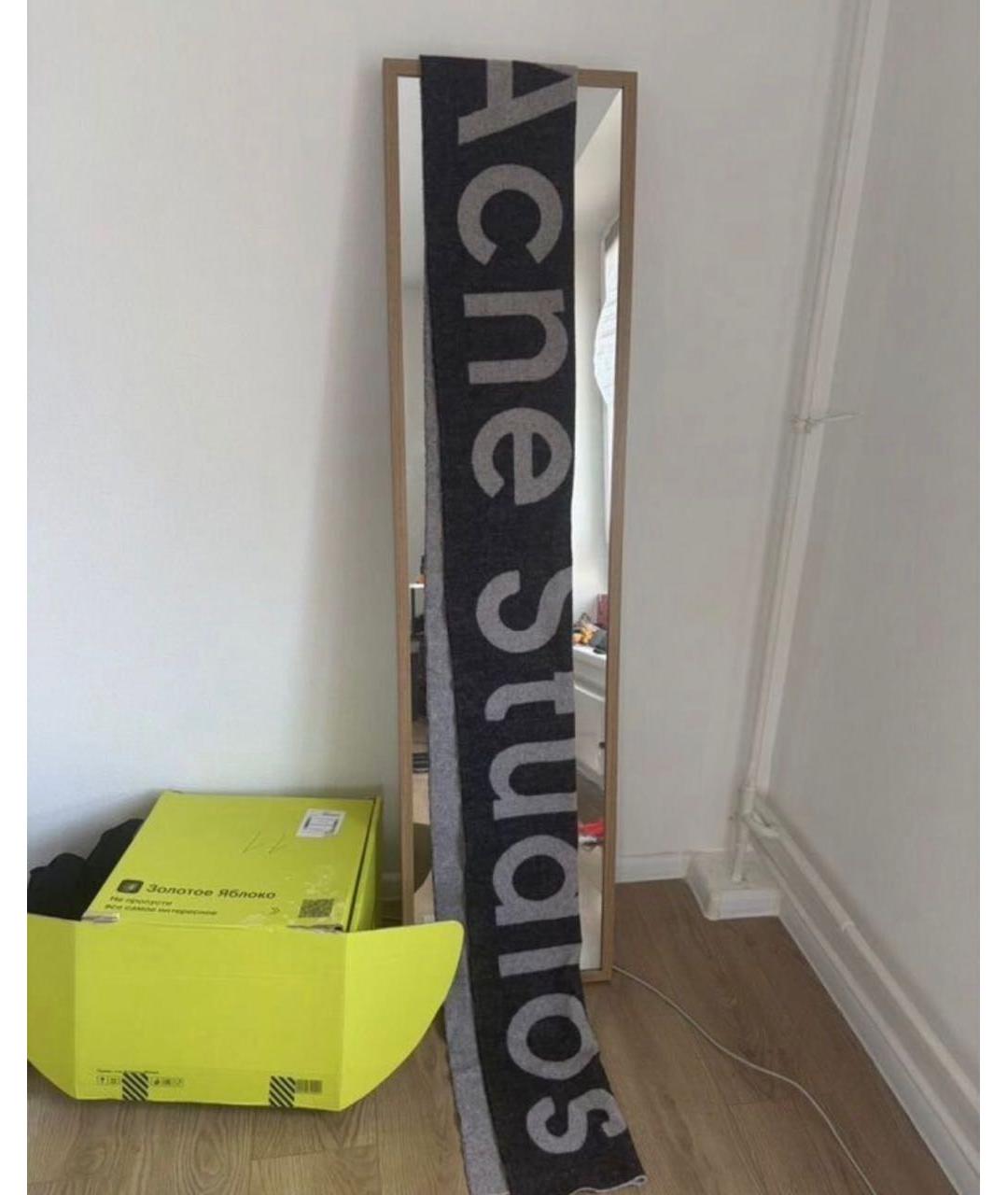 ACNE STUDIOS Черный шерстяной шарф, фото 4