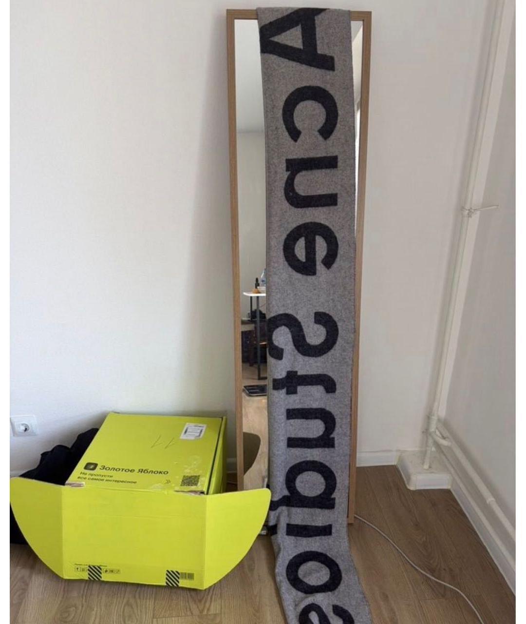 ACNE STUDIOS Черный шерстяной шарф, фото 2