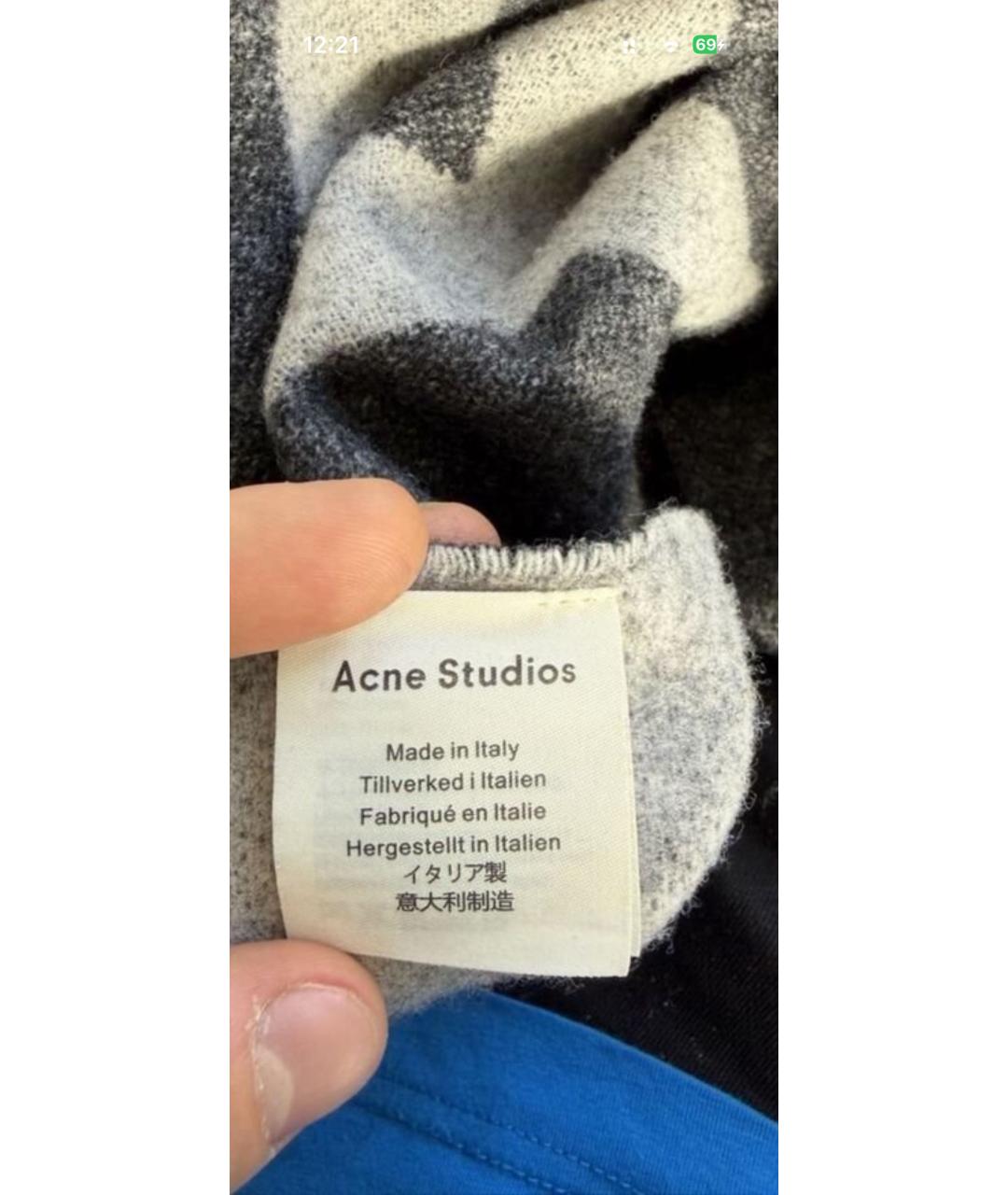 ACNE STUDIOS Черный шерстяной шарф, фото 3