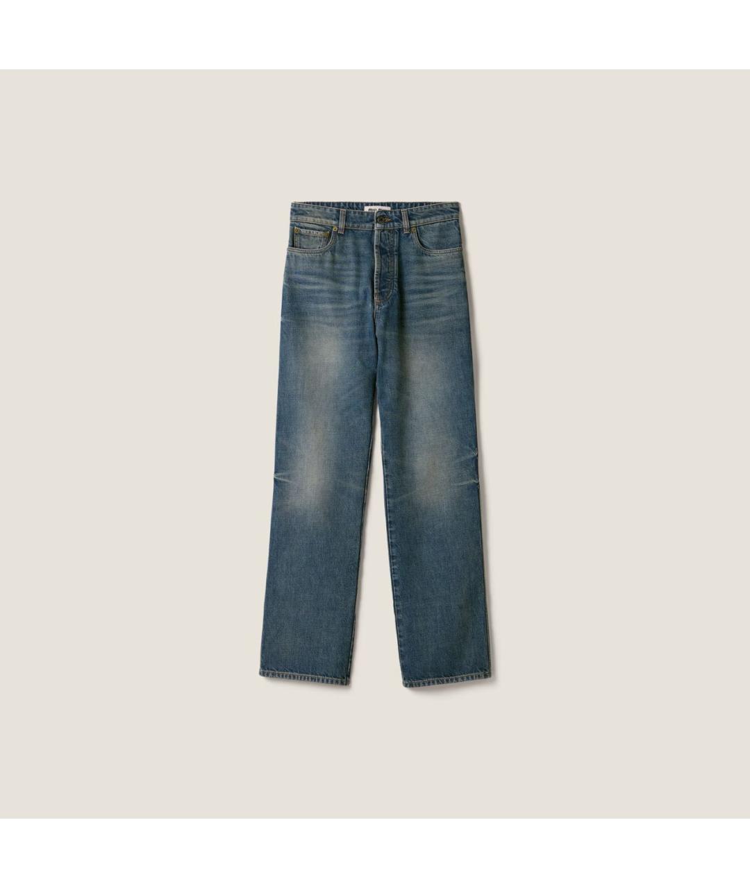 MIU MIU Синие хлопковые прямые джинсы, фото 6