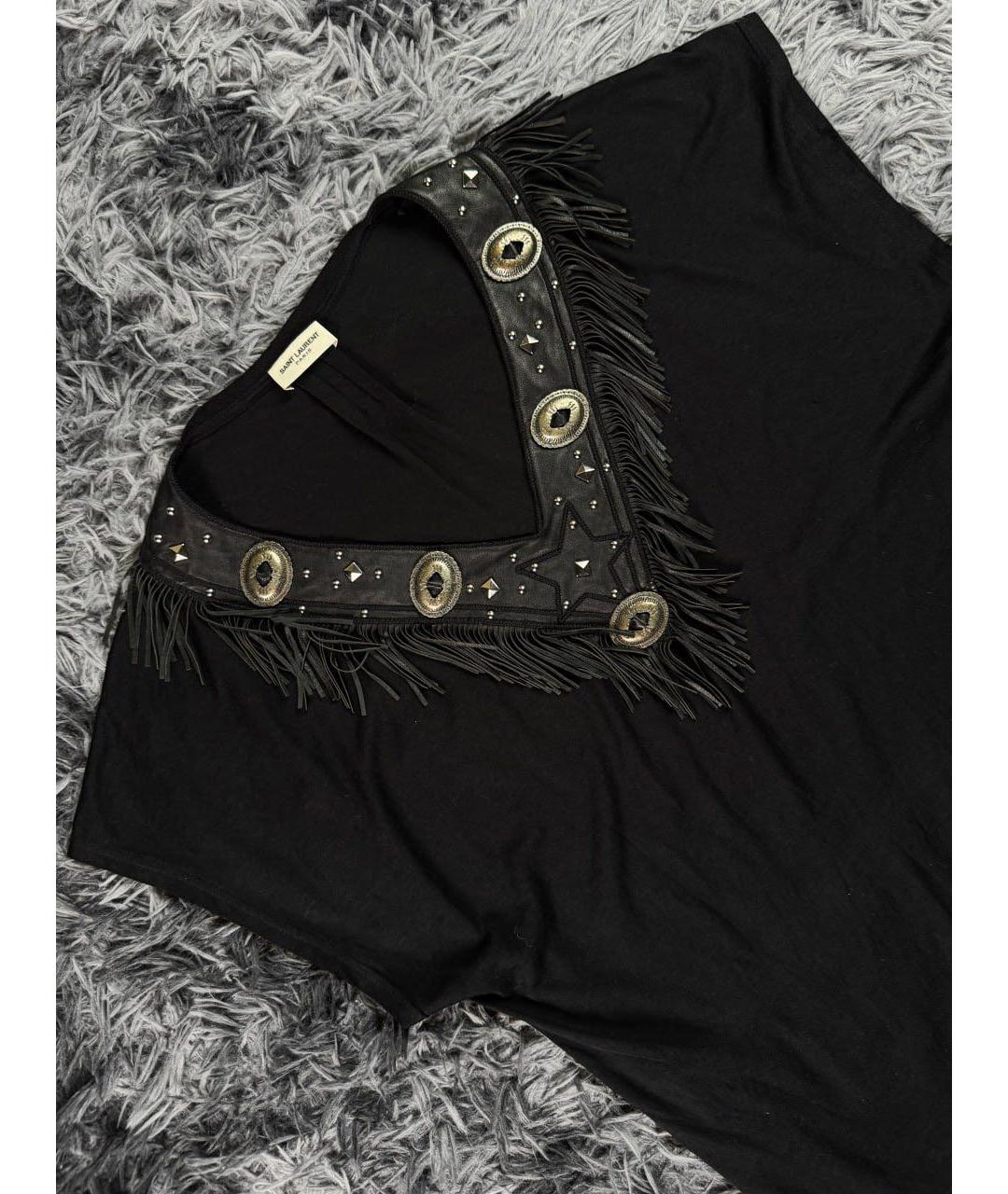 SAINT LAURENT Черная хлопковая футболка, фото 3