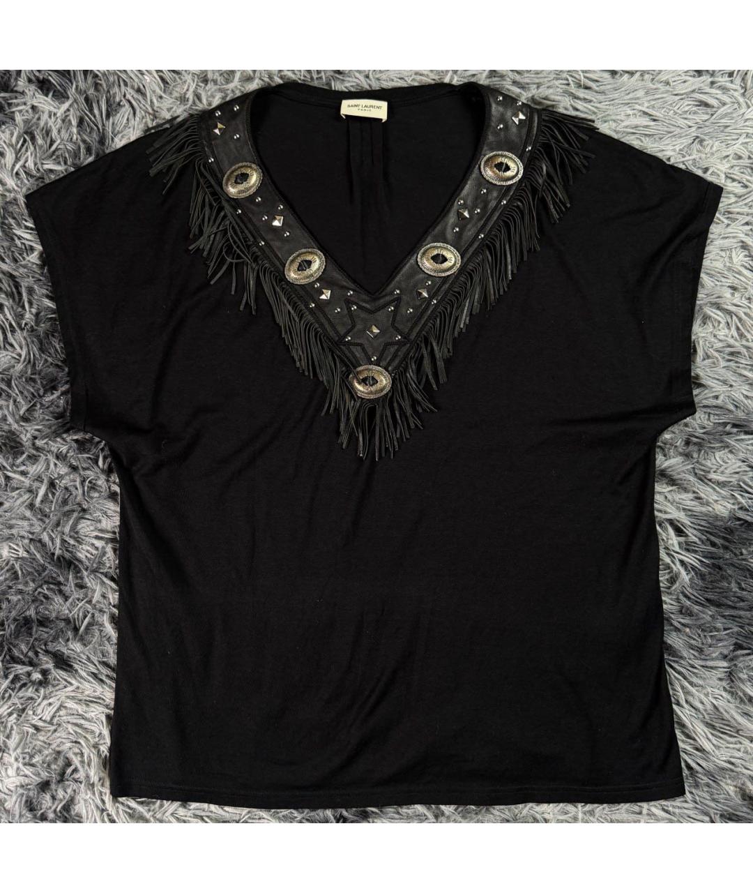 SAINT LAURENT Черная хлопковая футболка, фото 8