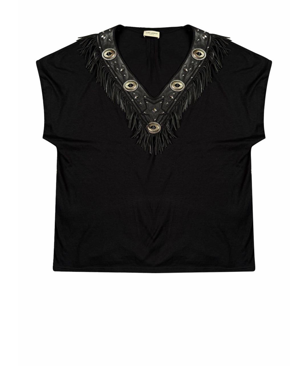 SAINT LAURENT Черная хлопковая футболка, фото 1