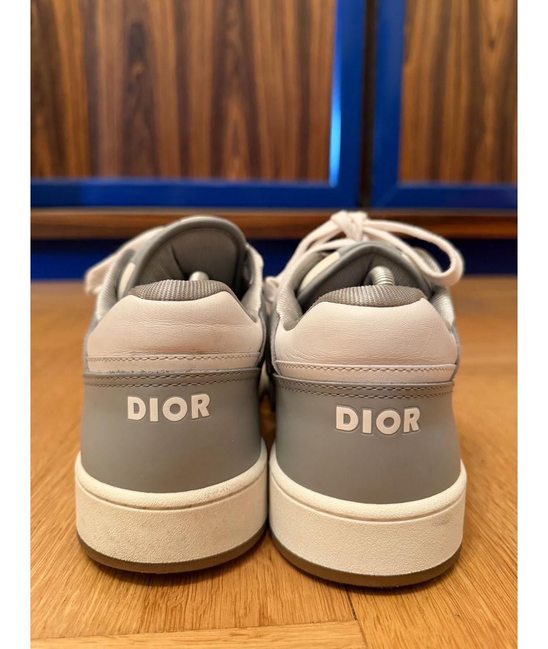 CHRISTIAN DIOR Серые кожаные низкие кроссовки / кеды, фото 4