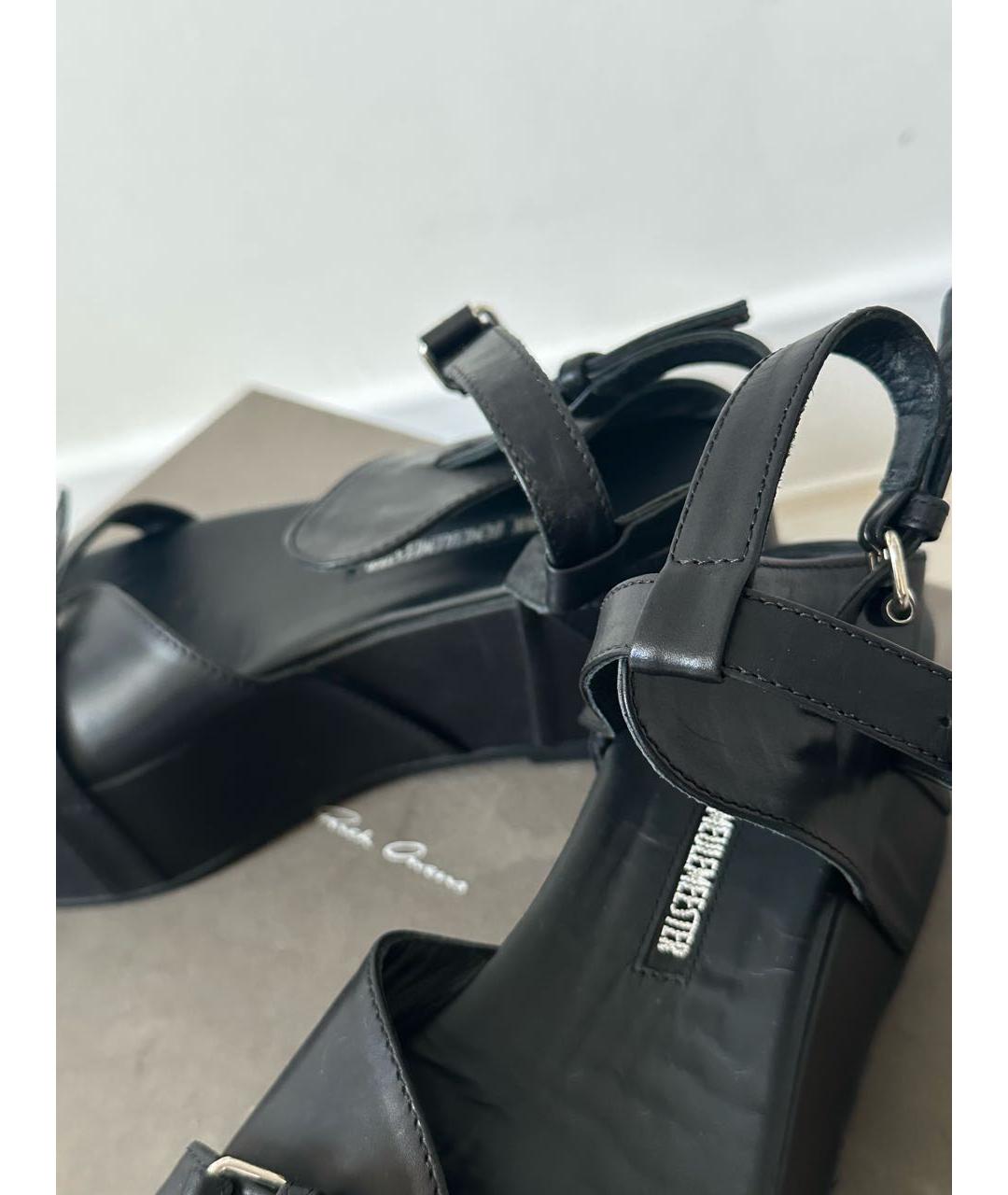 ANN DEMEULEMEESTER Черные кожаные босоножки, фото 3