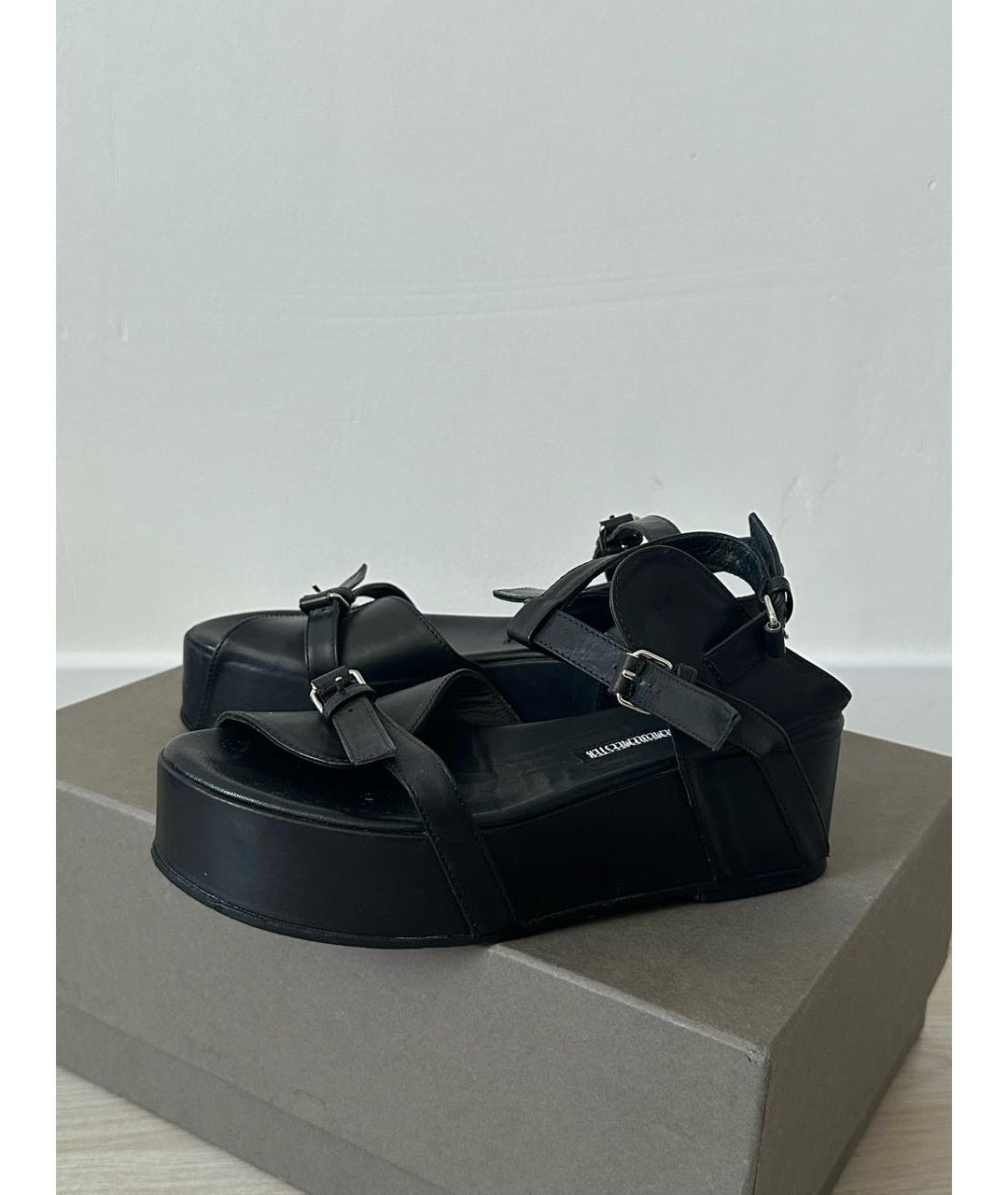 ANN DEMEULEMEESTER Черные кожаные босоножки, фото 6