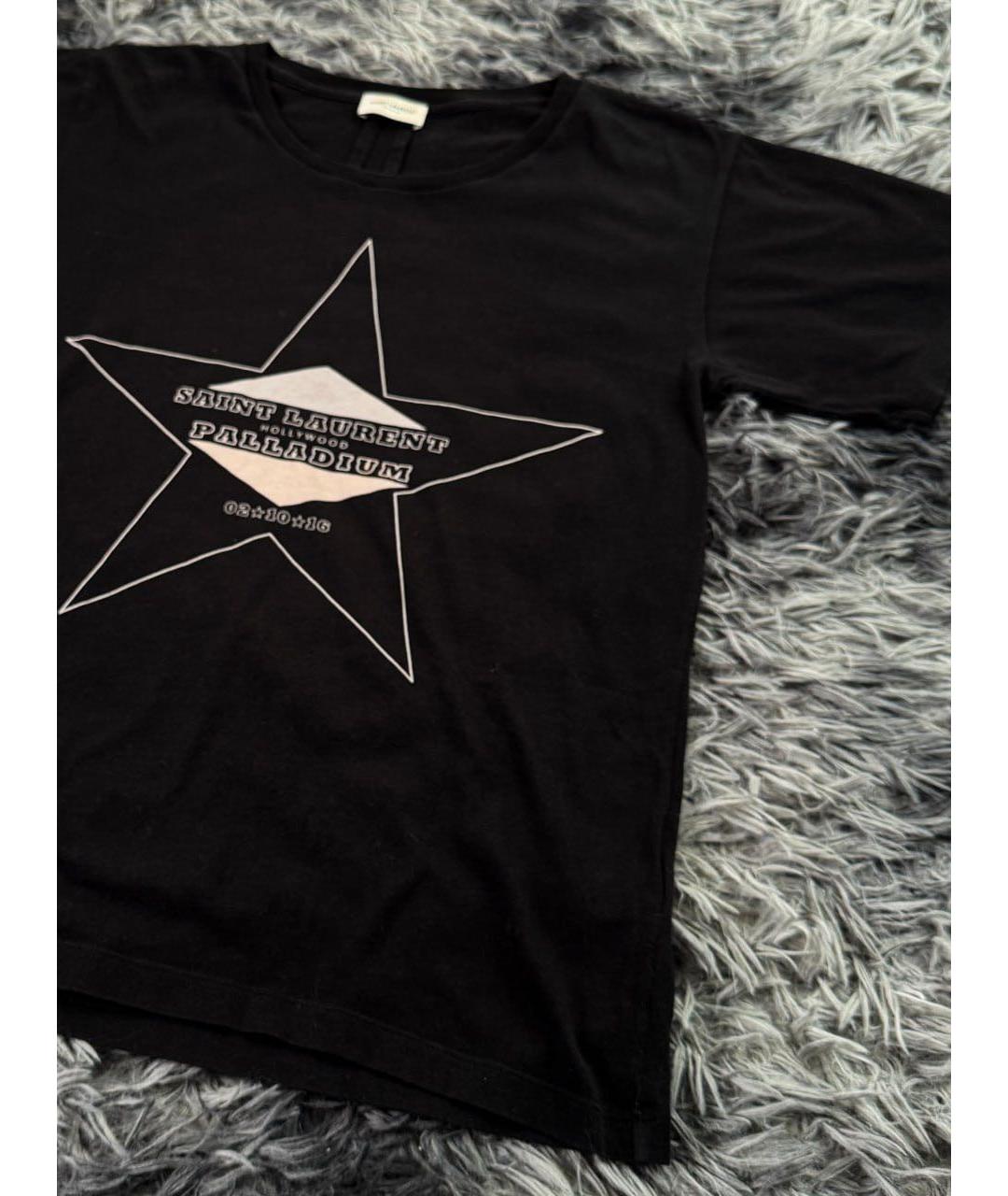 SAINT LAURENT Черная хлопковая футболка, фото 5