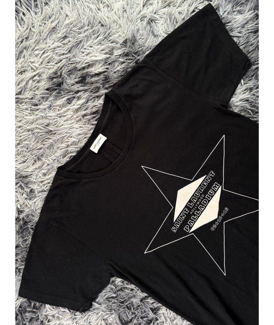 SAINT LAURENT Черная хлопковая футболка, фото 3