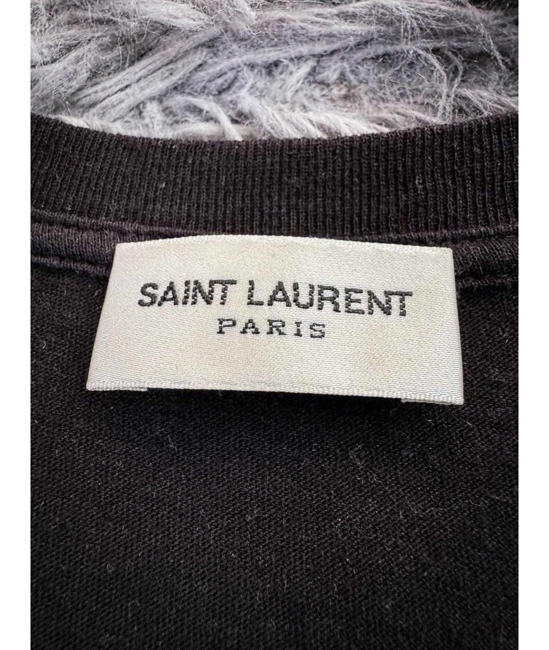 SAINT LAURENT Черная хлопковая футболка, фото 6