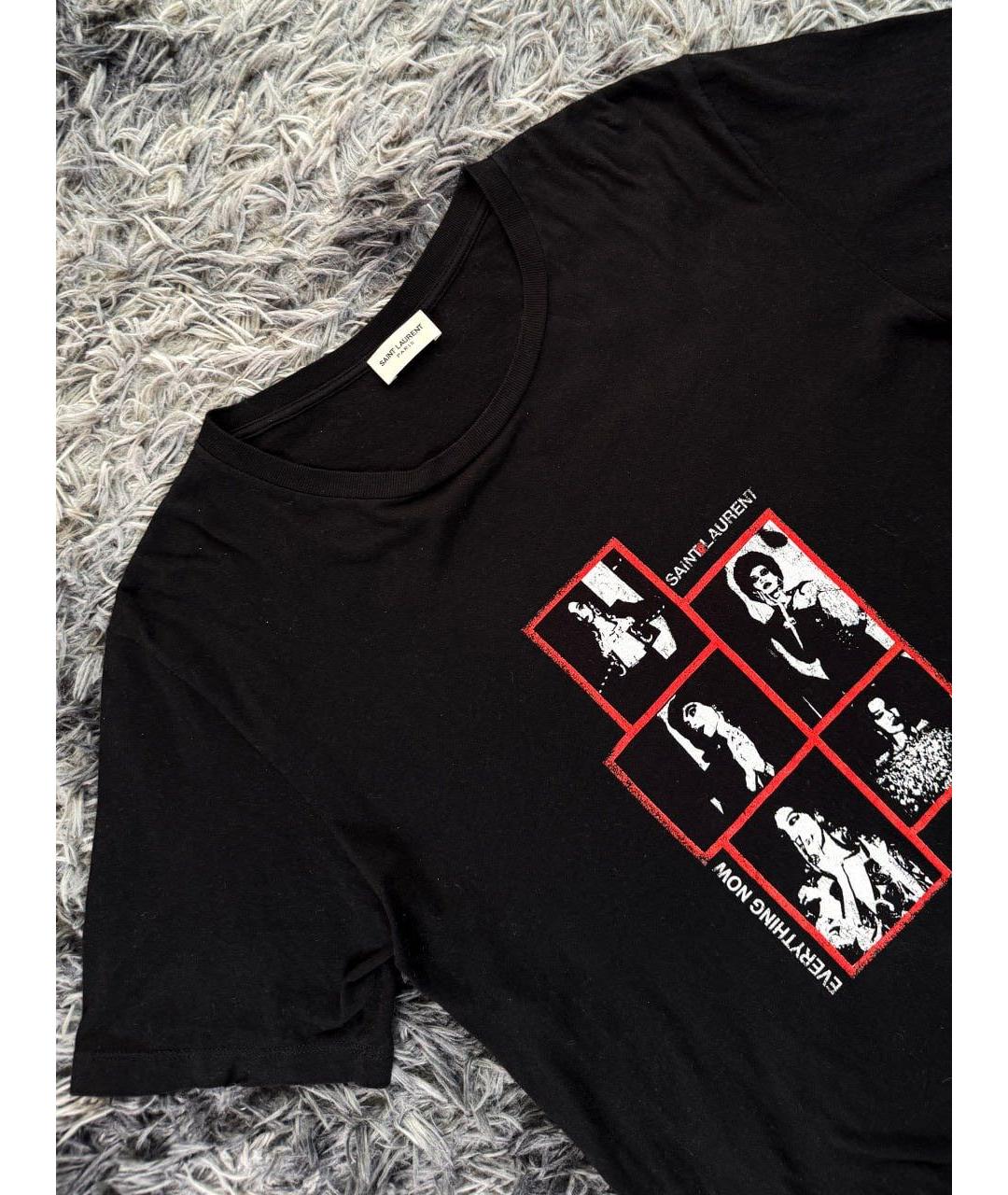 SAINT LAURENT Черная хлопковая футболка, фото 3