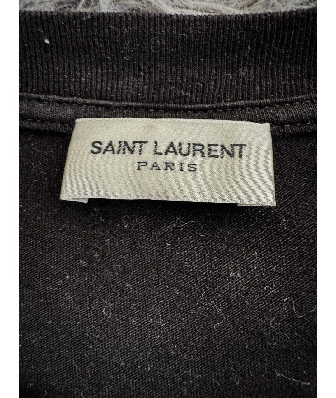 SAINT LAURENT Черная хлопковая футболка, фото 6