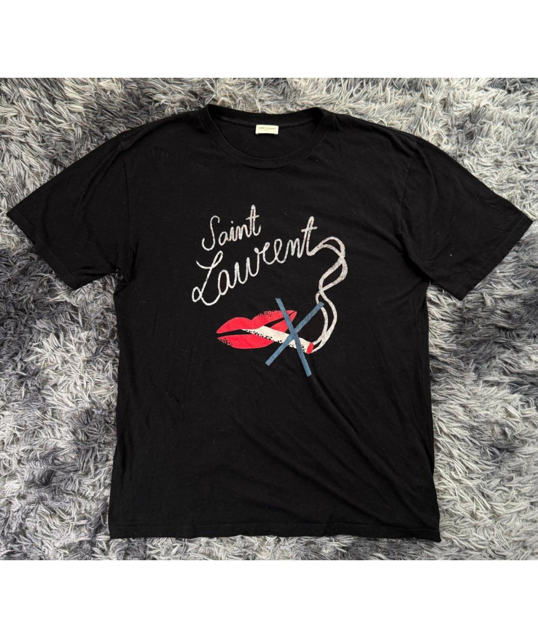 SAINT LAURENT Черная хлопковая футболка, фото 8