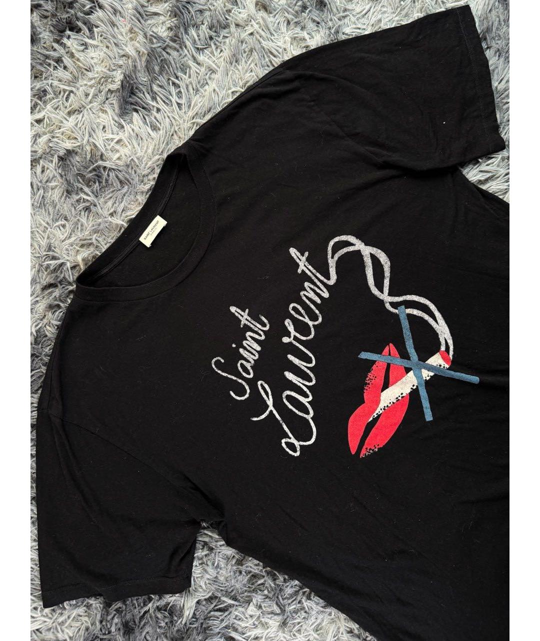 SAINT LAURENT Черная хлопковая футболка, фото 3