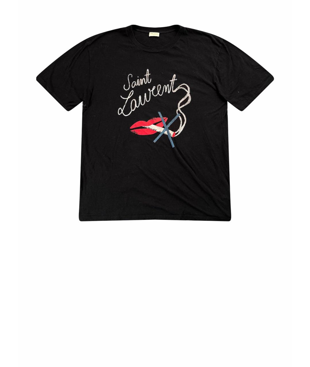 SAINT LAURENT Черная хлопковая футболка, фото 1