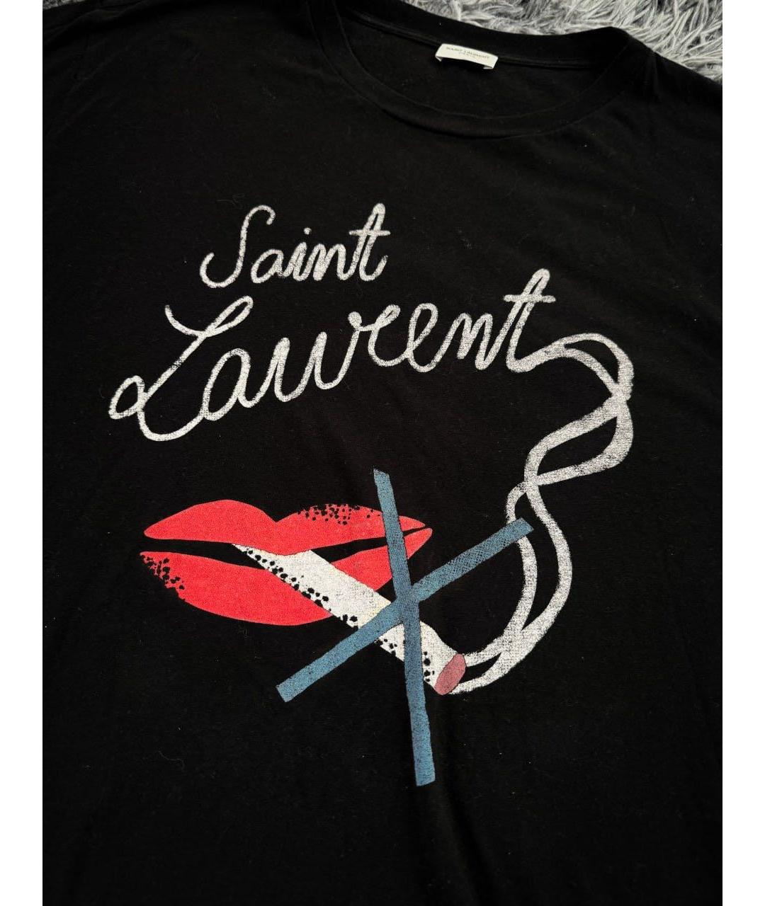 SAINT LAURENT Черная хлопковая футболка, фото 7