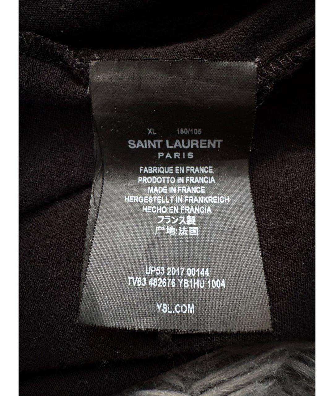SAINT LAURENT Черная хлопковая футболка, фото 4